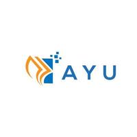 design de logotipo de contabilidade de reparação de crédito ayu em fundo branco. conceito de logotipo de carta de gráfico de crescimento de iniciais criativas ayu. design de logotipo de finanças de negócios ayu. vetor