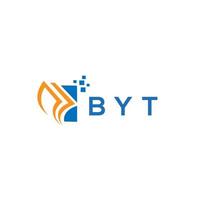 byt design de logotipo de contabilidade de reparo de crédito em fundo branco. byt conceito de logotipo de carta de gráfico de crescimento de iniciais criativas. design de logotipo de finanças de negócios byt. vetor