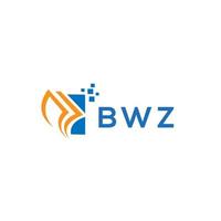 projeto do logotipo da contabilidade do reparo do crédito do bwz no fundo branco. conceito de logotipo de carta de gráfico de crescimento de iniciais criativas bwz. design de logotipo de finanças de negócios bwz. vetor