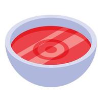 ícone de sopa de tomate vermelho, estilo isométrico vetor