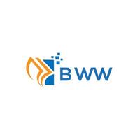 projeto do logotipo da contabilidade do reparo do crédito do bww no fundo branco. bww conceito de logotipo de carta de gráfico de crescimento de iniciais criativas. design de logotipo de finanças de negócios bww. vetor