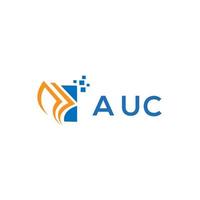 auc design de logotipo de contabilidade de reparo de crédito em fundo branco. conceito de logotipo de carta de gráfico de crescimento de iniciais criativas auc. design de logotipo de finanças de negócios auc. vetor