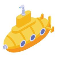 ícone submarino amarelo, estilo isométrico vetor