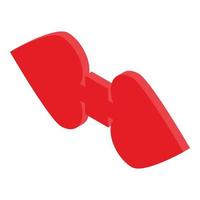 ícone de gravata borboleta vermelha, estilo isométrico vetor