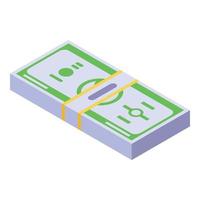 ícone do pacote de dinheiro, estilo isométrico vetor