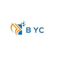 design de logotipo de contabilidade de reparo de crédito byc em fundo branco. conceito de logotipo de carta de gráfico de crescimento de iniciais criativas byc. design de logotipo de finanças de negócios byc. vetor