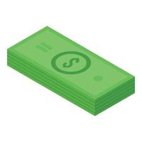 ícone do pacote de dólar verde, estilo isométrico vetor