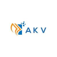 akv design de logotipo de contabilidade de reparo de crédito em fundo branco. akv conceito de logotipo de carta de gráfico de crescimento de iniciais criativas. design de logotipo de finanças de negócios akv. vetor