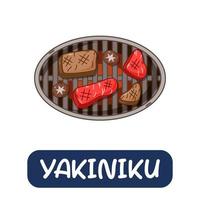 yakiniku dos desenhos animados, vetor de comida japonesa isolado no fundo branco