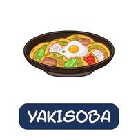 yakisoba dos desenhos animados, vetor de comida japonesa isolado no fundo branco