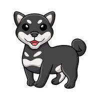 lindo desenho de cachorro preto shiba inu vetor