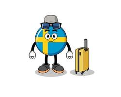 mascote da bandeira sueca fazendo férias vetor