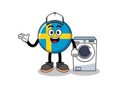 ilustração da bandeira da suécia como um homem de lavanderia vetor