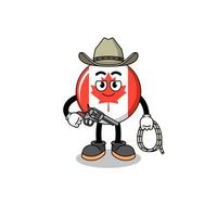 mascote de personagem da bandeira do Canadá como um cowboy vetor