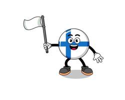 ilustração dos desenhos animados da Finlândia segurando uma bandeira branca vetor
