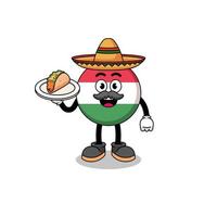 desenho de personagem da bandeira da Hungria como chef mexicano vetor