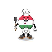 ilustração de mascote do chef de bandeira da Hungria vetor