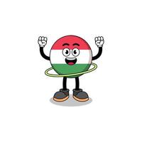 ilustração de personagem da bandeira da Hungria jogando bambolê vetor