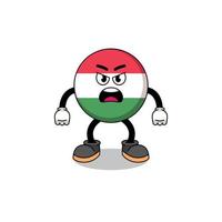 ilustração dos desenhos animados da bandeira da Hungria com expressão de raiva vetor