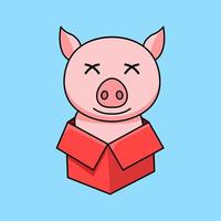 ilustração vetorial de um porco fofo e gordo vetor