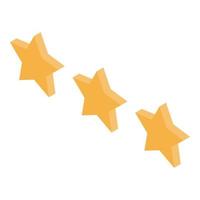 ícone de classificação de três estrelas, estilo isométrico vetor
