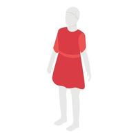 ícone de vestido de manequim de menina, estilo isométrico vetor