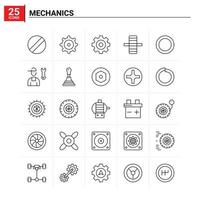 conjunto de ícones de 25 mecânicas de fundo vetorial vetor