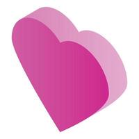 ícone de coração rosa, estilo isométrico vetor
