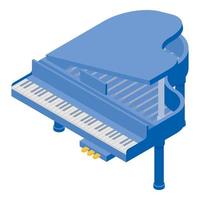 ícone de piano de cauda azul, estilo isométrico vetor