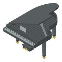 ícone de piano de cauda preto, estilo isométrico vetor