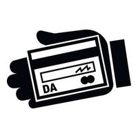 ícone de mão de cartão de crédito, estilo simples vetor