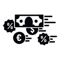 ícone do conversor de porcentagem de dinheiro, estilo simples vetor