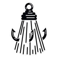ícone de gancho de pesca triplo, estilo simples vetor
