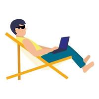 ícone de férias freelancer, estilo simples vetor