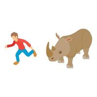 ícone de rinoceronte de ataque, estilo isométrico vetor