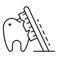 ícone de dente limpo de escova de dentes, estilo de estrutura de tópicos vetor