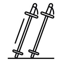 ícone de bastões de esqui, estilo de estrutura de tópicos vetor