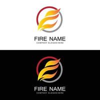 logotipo de vetor de ícone de fogo ardente vermelho, design retrô clássico