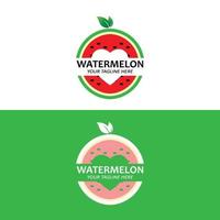 design de melancia, logotipo de frutas frescas, vetor de plantação de melancia