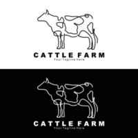 logotipo de animais de vaca, fazenda de gado, design de ilustração de animais de fazenda de laticínios vetor