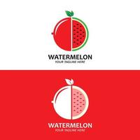 design de melancia, logotipo de frutas frescas, vetor de plantação de melancia