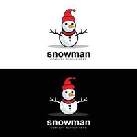 logotipo do boneco de neve, vetor de inverno do boneco de neve e inverno de natal e ano novo