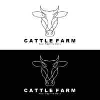 logotipo de animais de vaca, fazenda de gado, design de ilustração de animais de fazenda de laticínios vetor