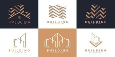 conjunto de construção de design de logotipo com modelo vetor