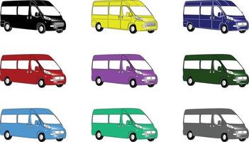carros isométricos vector ilustração ícones isolados de carro particular, táxi ou van blindada e ônibus de entrega. coleção isométrica de transporte de passageiros e carros de serviço no trânsito em design plano de estacionamento