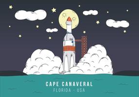 Lançamento de foguetes em Cabo Canaveral vetor