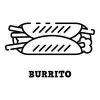 ícone de burrito, estilo de estrutura de tópicos vetor