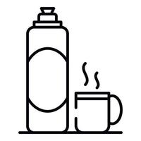 ícone de garrafa térmica de chá quente, estilo de estrutura de tópicos vetor