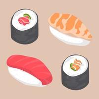 ilustração vetorial de comida de sushi japonês desenhada à mão vetor