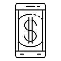 ícone de pagamento de smartphone, estilo de estrutura de tópicos vetor